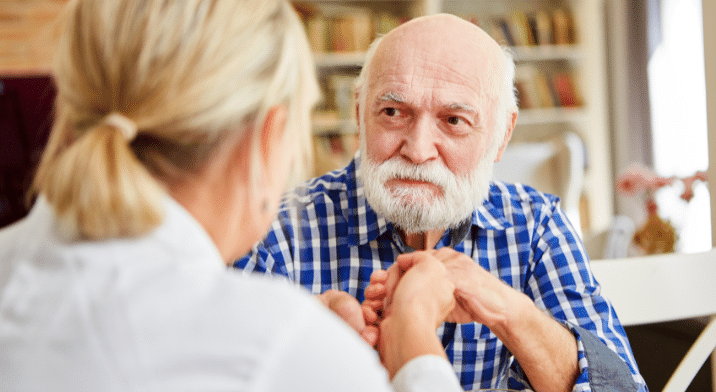 Health professional with older man